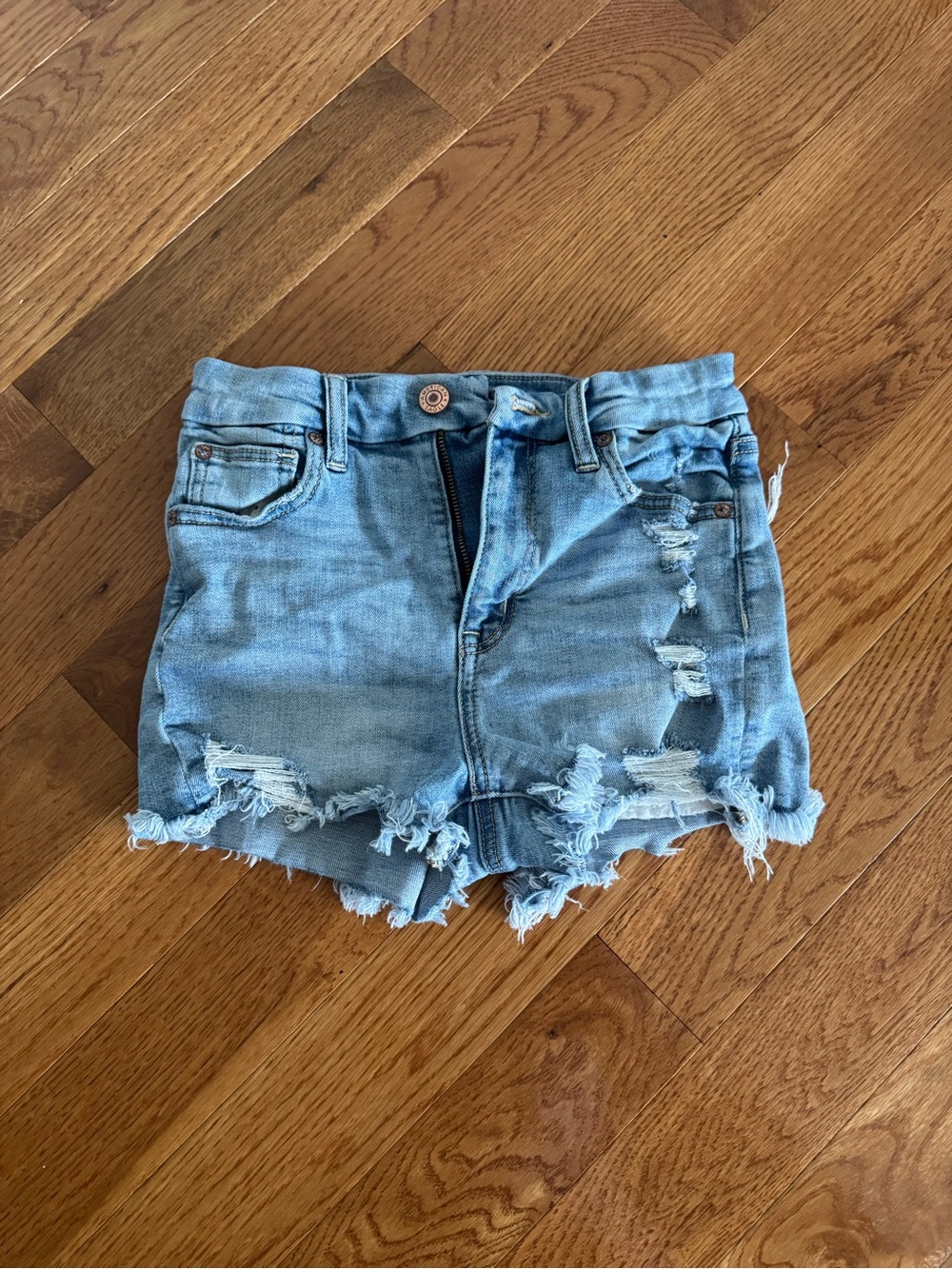 American Eagle Outfitters Light Blue Distressed Denim Shorts